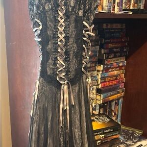 Morbid Threads Black and Gray Backless Dress